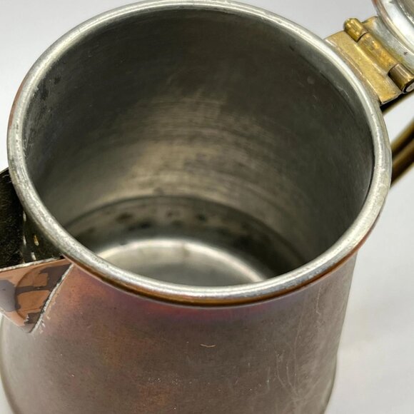 Vintage French copper with brass tea pot with nice patina - Picture 5 of 7